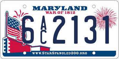 MD license plate 6AC2131