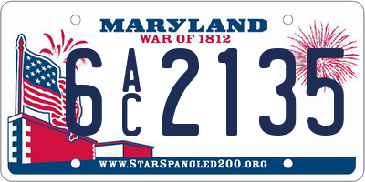 MD license plate 6AC2135