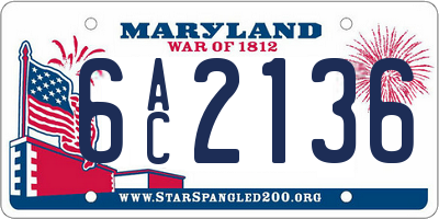 MD license plate 6AC2136