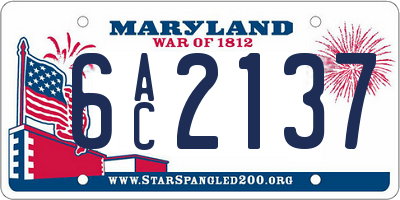MD license plate 6AC2137