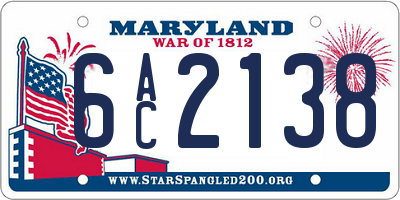 MD license plate 6AC2138