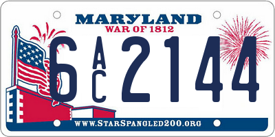 MD license plate 6AC2144