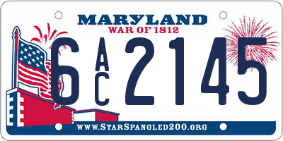MD license plate 6AC2145