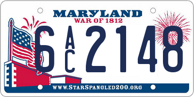 MD license plate 6AC2148