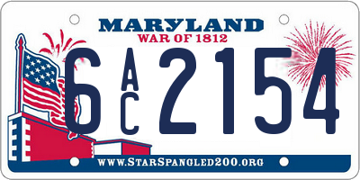 MD license plate 6AC2154