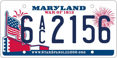 MD license plate 6AC2156