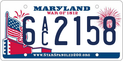 MD license plate 6AC2158