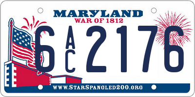MD license plate 6AC2176