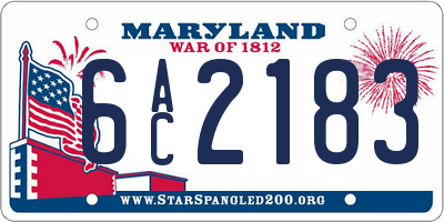MD license plate 6AC2183