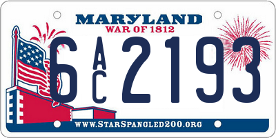 MD license plate 6AC2193