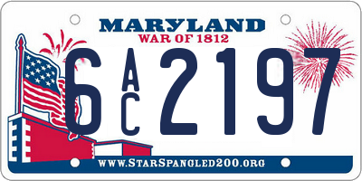MD license plate 6AC2197