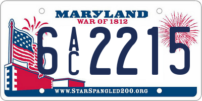 MD license plate 6AC2215