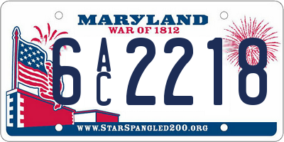 MD license plate 6AC2218