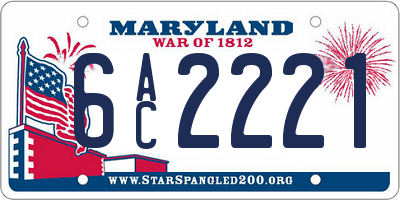 MD license plate 6AC2221