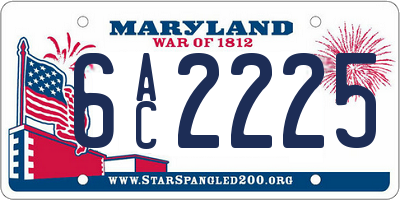 MD license plate 6AC2225