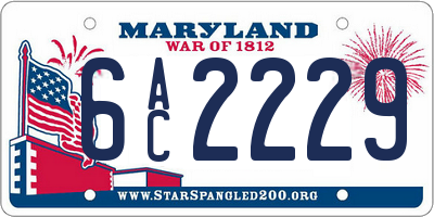 MD license plate 6AC2229