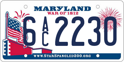 MD license plate 6AC2230