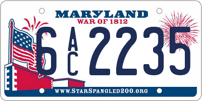MD license plate 6AC2235