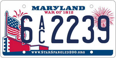 MD license plate 6AC2239