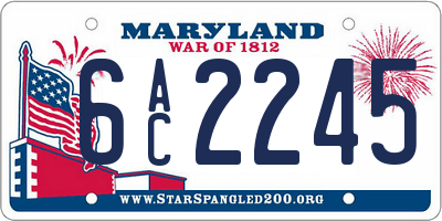 MD license plate 6AC2245