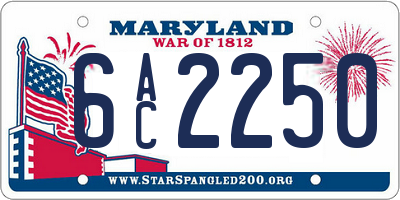 MD license plate 6AC2250