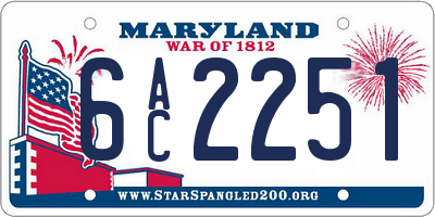 MD license plate 6AC2251