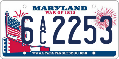 MD license plate 6AC2253