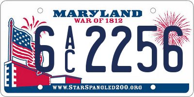 MD license plate 6AC2256