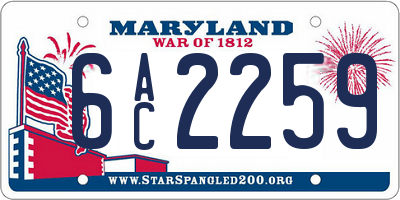 MD license plate 6AC2259