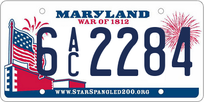 MD license plate 6AC2284