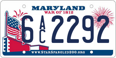 MD license plate 6AC2292