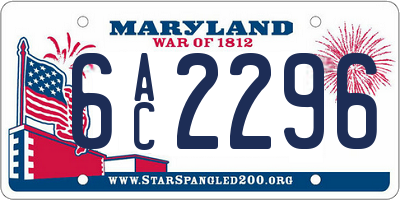 MD license plate 6AC2296