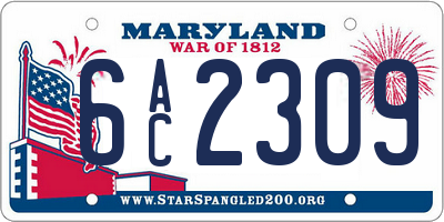 MD license plate 6AC2309