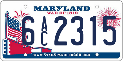 MD license plate 6AC2315