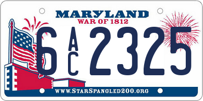 MD license plate 6AC2325