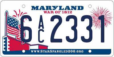 MD license plate 6AC2331