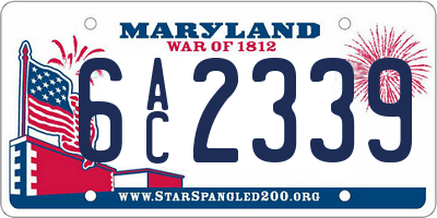 MD license plate 6AC2339