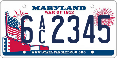 MD license plate 6AC2345