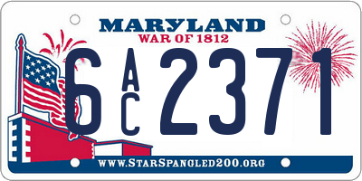MD license plate 6AC2371