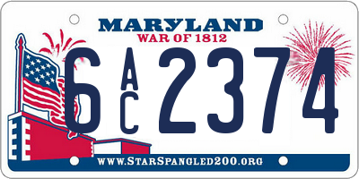MD license plate 6AC2374