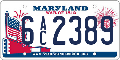 MD license plate 6AC2389