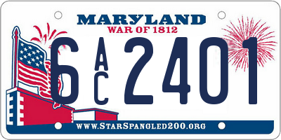 MD license plate 6AC2401
