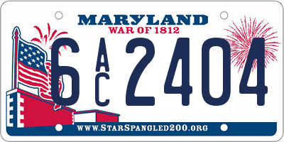 MD license plate 6AC2404
