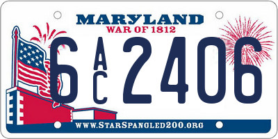 MD license plate 6AC2406