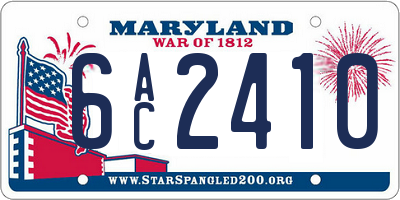 MD license plate 6AC2410