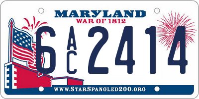 MD license plate 6AC2414