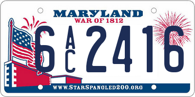 MD license plate 6AC2416