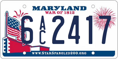 MD license plate 6AC2417