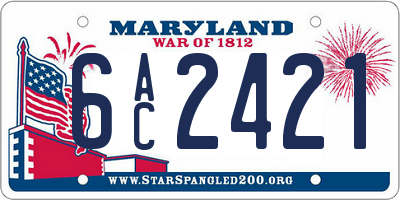 MD license plate 6AC2421