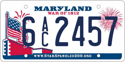 MD license plate 6AC2457